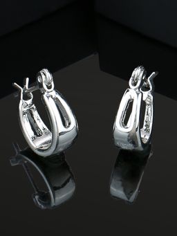 Estele - Rhodium Plated Distinct Hoop Earrings for Women