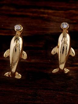 Estele - Gold and Rhodium Plated Dolphin Shaped Stud Earrings for Women