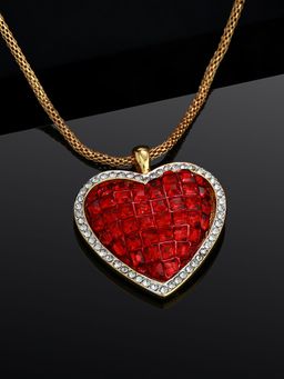 Estele - Gold Plated Heart Shaped Necklace with Crystals for Women