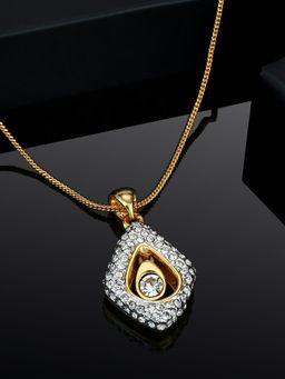 Estele - Gold Plated Tear Drop Shaped Pendant with Austrian Crystals for Women