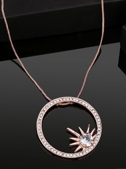 Estele - Rose Gold Plated Round shaped Pendant with Austrian Crystals for Women