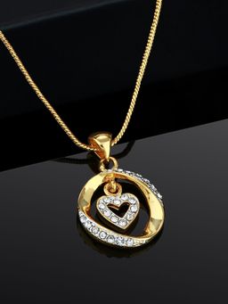 Estele - Gold Plated Circler Heart Shaped Pendant with Austrian Crystals for Women