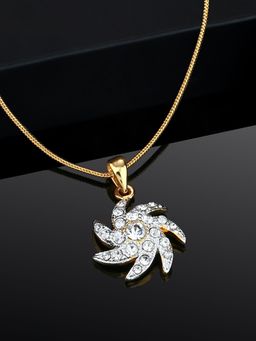Estele - Gold Plated Flower Shaped Pendant with Austrian Crystals for Women / Girls