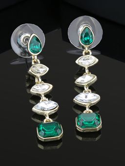 Estele - Gold Plated Marquise Dangle Earrings with Emerald for Women