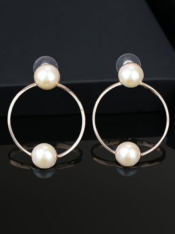 Estele - Gold Plated Bold Ring Pearl studded Earrings for Women