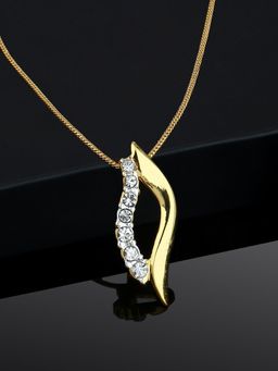 Estele - Gold Plated Leaf Designer Pendant with Austrian Crystals for Women