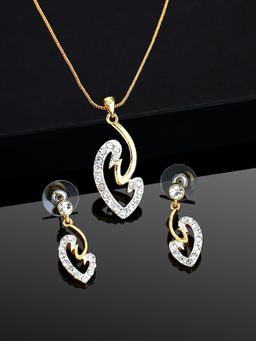 Estele - Gold Plated Elegant Necklace Set with Crystals for Women