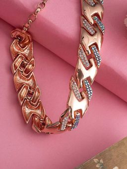 Estele - Rose Gold Plated Elegant Necklace with Crystals for Women