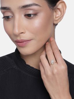 Estele - Gold Plated CZ Peacock Designer Ring for Women