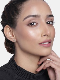 Estele - Gold Plated CZ Bud Line Designer Stud Earrings for Women