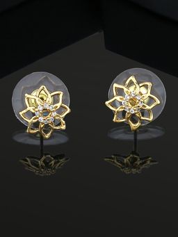 Estele - Gold Plated Flower Designer Stud Earrings for Women