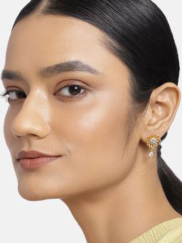 Estele - Gold Plated CZ Flower Petal Drop Earrings for Women