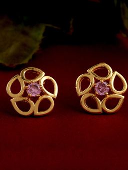 Estele - Gold Plated Lovely Floral Opal Stud Earrings for Women