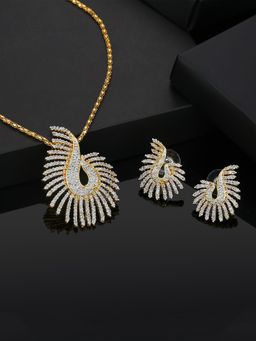 Estele - Gold plated CZ Sparkling Designer Necklace Set for Women