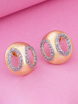 Estele - Gold Plated CZ Goggles Stud Earrings for Women