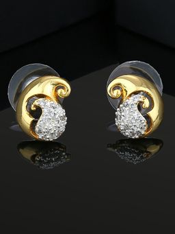 Estele - Gold Plated CZ Stylish Stud Earrings for Women and Girls