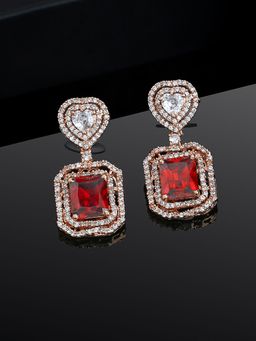 Estele - Rose Gold Plated CZ Glam Glow Heart Designer Earrings for Women