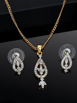 Estele - Gold Plated CZ Dazzling Necklace Set for Women
