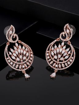 Estele - Rose Gold Plated CZ Gorgeous Peacock Designer Earrings for Women