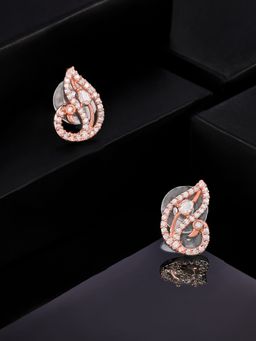 Estele - Rose Gold Plated CZ Peacock Designer Stud Earrings for Women