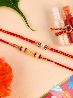 Shoshaa - Multi Beaded Bhai Rakhi with Roli & Chawal (Set of 5)