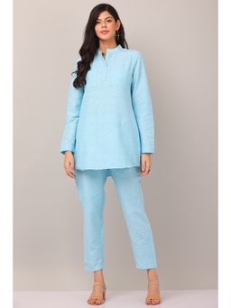 Kaanchie Nanggia - Turquoise Causal Wear Shirt & Pants (Set of 2)