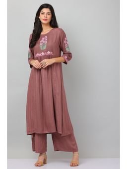 Kaanchie Nanggia - Mauve Flared Kurta & Palazzo (Set of 2)