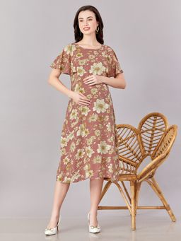 Lovely Mom's - Floral Design Rayon Maternity Dress