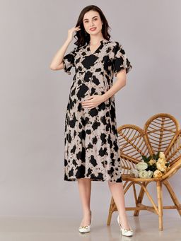 Lovely Mom's - Versatile Animal Print Rayon Maternity Dress