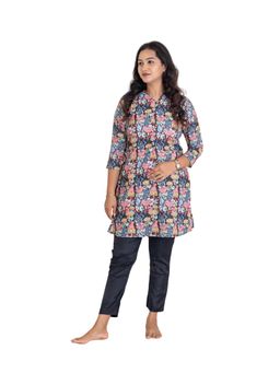 Putchi - Woven Cotton Mandarin Collar Zipper Ambuja Co-Ord Set - Jet Black