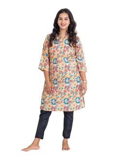 Putchi - Woven Cotton Mandarin Collar Zipper Leela Co-Ord Set - Amber Yellow