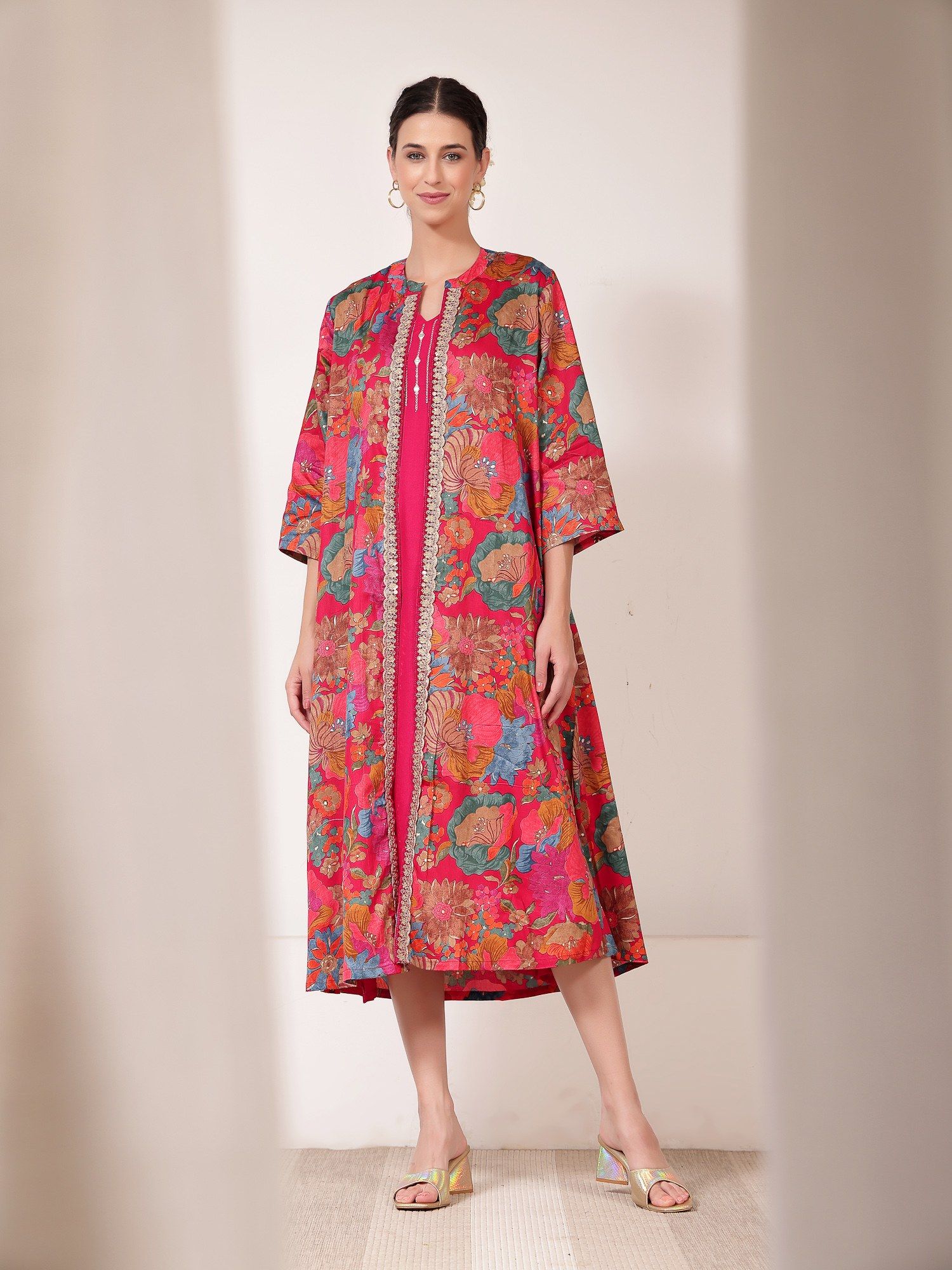 zelena Zip Maternity And Nursing Jacket Shrug Dress - Bright Magenta-picture-27