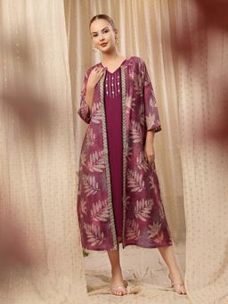 Zelena - Maternity And Nursing Shrug & Dress - Feeding Zips, Postpartum Wear - Purple