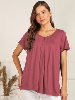 Zelena - Maternity Zipless Feeding Top - Postpartum Wear With Pockets - Dusty Rose