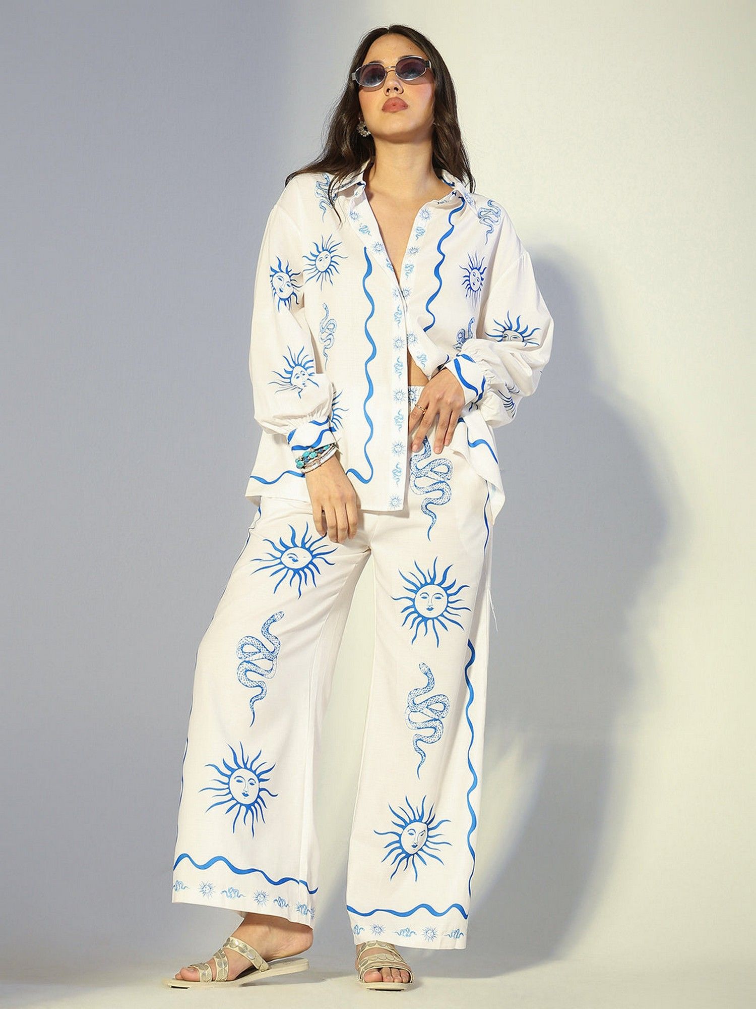 Women Printed Off White Co-Ord Set-image-1
