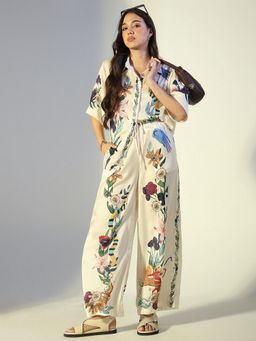 SHOWOFF - Women Printed Cream Co-Ord Set