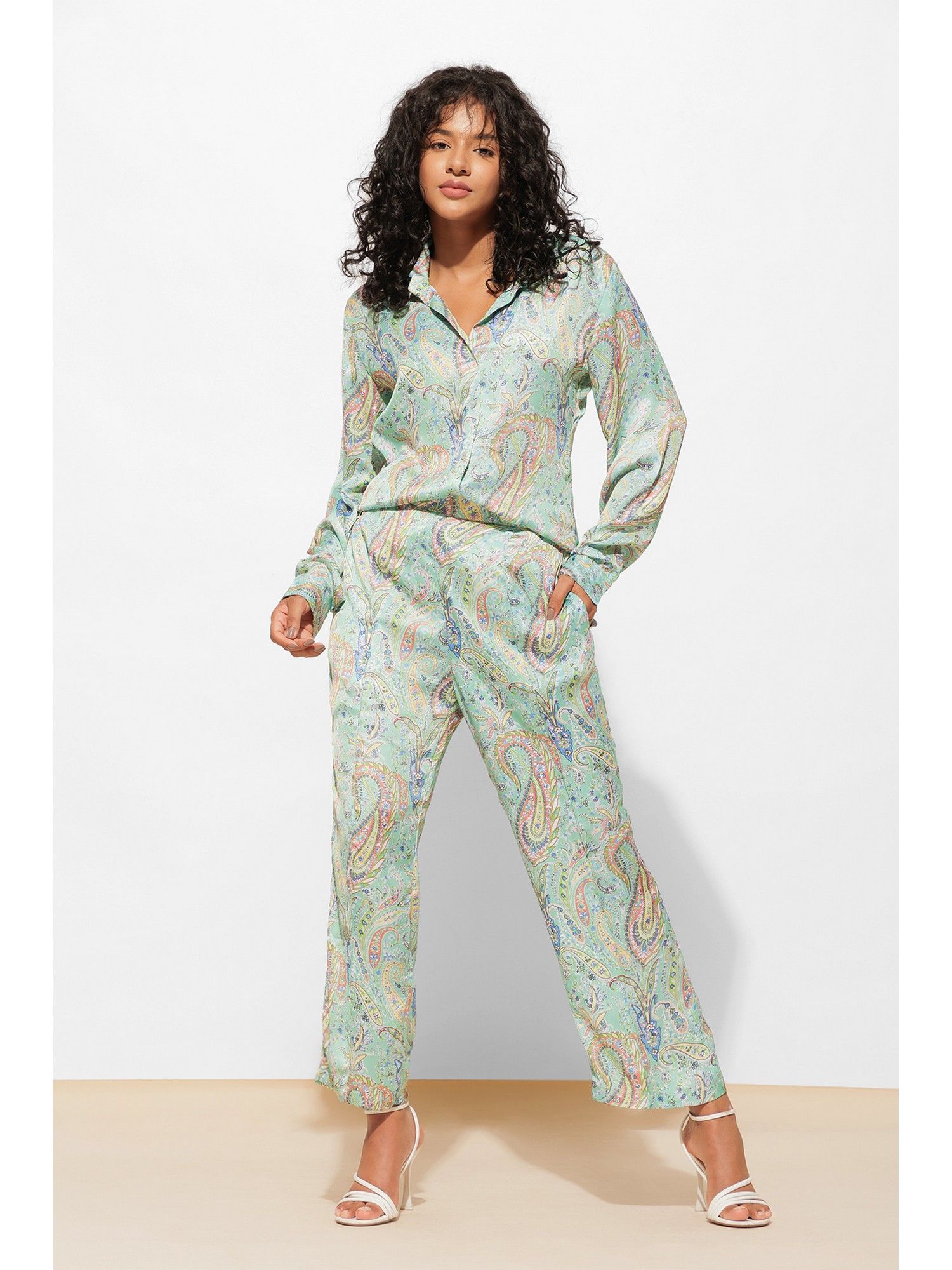 urban sundari Paisley Green Co-Ord Set-picture-3