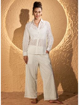 Urban Sundari - Self Design White Co-Ord Set