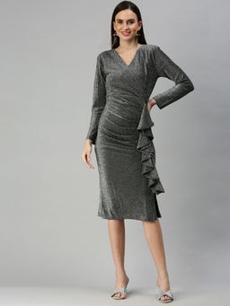 SHOWOFF - Women Embellished Silver Bodycon Dress