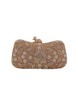 SWISNI - Golden Color Embellished Box Clutches For Womens