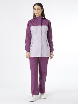 ZEEL - Premium Colorblock Purple Women Rain Jacket with Pant (Set of 2)