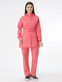 ZEEL - Stylish Ladies Peach Rain Jacket with Pant and Belt (Set of 3)