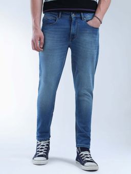 Flying Machine - Mankle Relaxed Straight Fit Flex Knit Jeans-Blue