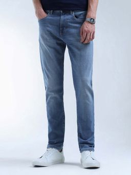 Flying Machine - Slash Slim-Straight Fit Stone Washed Jeans-Blue