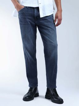 Flying Machine - K-Crop Fit Mid Rise Whiskered Jeans-Blue