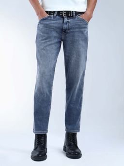 Flying Machine - K-Crop Fit Whiskered Jeans-Blue