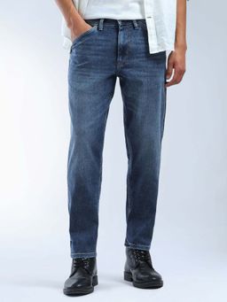 Flying Machine - K-Crop Fit Mid Rise Whiskered Jeans-Blue