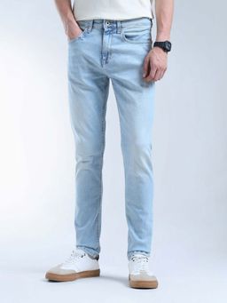 Flying Machine - Slash Slim Straight Fit Whiskered Jeans-Blue