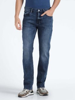 Flying Machine - F-Jango Straight Fit Stone Wash Jeans-Navy Blue