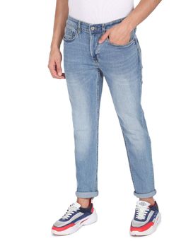 Flying Machine - Slash Slim Straight Fit Stone Wash Jeans-Blue